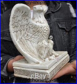Chinese Fengshui Old White porcelain Success Lucky animal eagle bird statue box