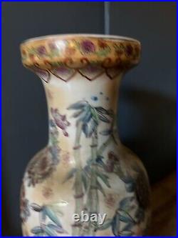 Chinese Floral And Birds Base Beautiful Porcelain 24 Tall 10 Wide Beautiful