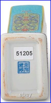 Chinese Green Fan Birds Floral Porcelain Petite Vase-10.25h