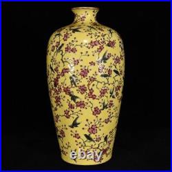 Chinese Handmade Painting GuangXu Famille Rose Porcelain Flowers Bird Vase