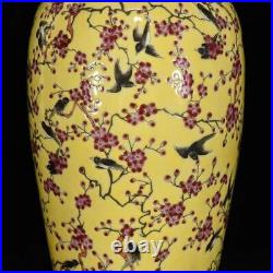Chinese Handmade Painting GuangXu Famille Rose Porcelain Flowers Bird Vase