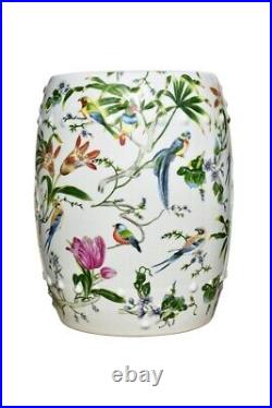 Chinese Multi Color Porcelain Bird Motif Round Garden Stool 18