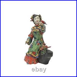 Chinese Oriental Porcelain Qing Style Dressing Birds Lady Figure