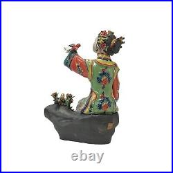 Chinese Oriental Porcelain Qing Style Dressing Birds Lady Figure ws3142