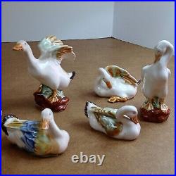 Chinese Oriental Vintage Geese Bird Porcelain Figurines Lot