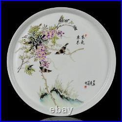 Chinese Pastel Porcelain HandPainted Exquisite Flower&Bird Plate 16681