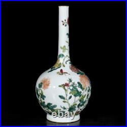 Chinese Pastel Porcelain HandPainted Exquisite Flowers&Birds Vase 19269