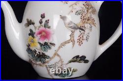 Chinese Pastel Porcelain Hand Painted Exquisite Flower Bird Pattern Teapot 20100