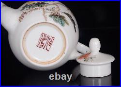 Chinese Pastel Porcelain Hand Painted Exquisite Flower Bird Pattern Teapot 20100