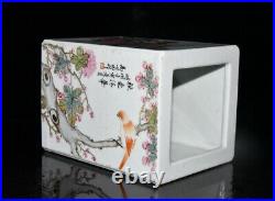 Chinese Pastel Porcelain Hand-Painted Exquisite Flowers&Birds Brush Pot 15155