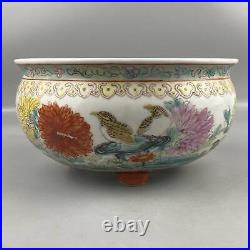 Chinese Pastel Porcelain Hand Painted Flower Bird Pattern Incense Burner 12610