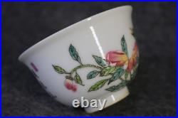 Chinese Pastel Porcelain Hand Painted Flower and Bird Pattern Cup 2553