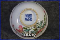 Chinese Pastel Porcelain Hand Painted Flower and Bird Pattern Cup 2553