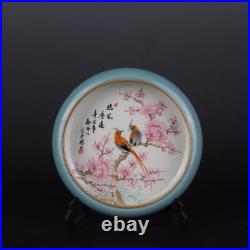 Chinese Porcelain 1961s Famille Rose Flowers and Birds Brush Washer 8.46 Inch