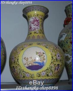 Chinese Porcelain Ancient Swallow Birds Fruit Flower Vase Bottle Pot Jar Statue