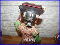 Chinese Porcelain Figurine Wucai Woman with Bird Vintage Signed Exquisite Detail