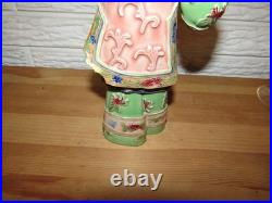 Chinese Porcelain Figurine Wucai Woman with Bird Vintage Signed Exquisite Detail