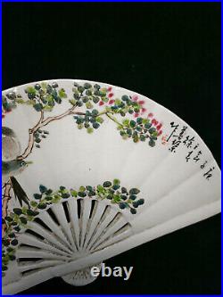 Chinese Porcelain Handmade Exquisite Flowers&Birds Pattern Fan 73982