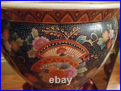 Chinese Porcelain Large Planter (Koi Fish & Bird of Paradise Motif) with Stand