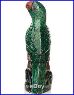 Chinese Porcelain Parrot Statue Figurine Figure Famille Verte Export Ceramic