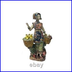 Chinese Porcelain Qing Style Dressing Birds Baskets Lady Figure ws3704