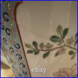 Chinese Porcelain Vase Multi-Color Floral Bird Motif Cylindrical Marked