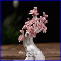 Chinese White Glaze dehua Porcelain Pottery plum blossom magpie Bird sculpture