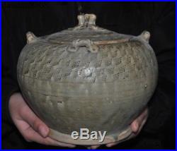 Chinese Yue Kiln Porcelain Glaze Pottery Swallows Bird Statue Tank Crock Pot Jar