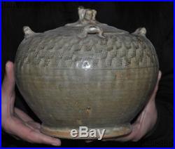 Chinese Yue Kiln Porcelain Glaze Pottery Swallows Bird Statue Tank Crock Pot Jar