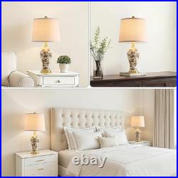 Chinoiserie 24 Ceramic Table Lamps Set of 2 with LED Bulbs Bird Pattern