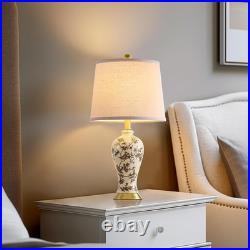 Chinoiserie 24 Ceramic Table Lamps Set of 2 with LED Bulbs Bird Pattern