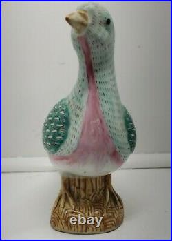 Circa 1920 Chinese Famille Rose Export Porcelain Dove Bird Figurine