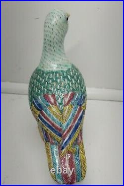 Circa 1920 Chinese Famille Rose Export Porcelain Dove Bird Figurine