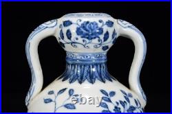 Collectable Art Chinese Hand Painting Blue&white Porcelain Bird Zun Vase