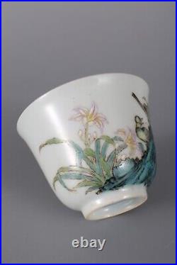 Collectable Art Handmade Painting Famille Rose Porcelain Bird Cup