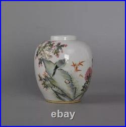 Collectable Art Handmade Painting Famille Rose Porcelain Bird Pot