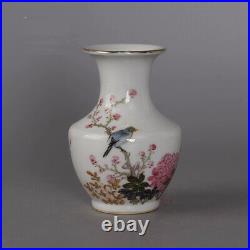 Collectable Art Handmade Painting Famille Rose Porcelain Bird Vase