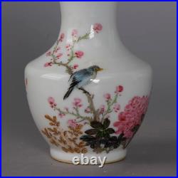 Collectable Art Handmade Painting Famille Rose Porcelain Bird Vase