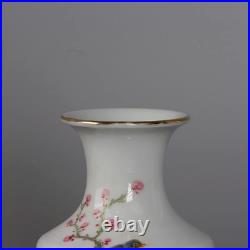 Collectable Art Handmade Painting Famille Rose Porcelain Bird Vase