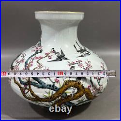 Collectable Art Handmade Painting Famille Rose Porcelain Bird Vase