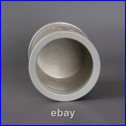 Collectable Art Handmade White Glaze Porcelain Bird Brush Pot