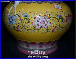 Color Porcelain Lotus Flower Swallows Bird Vase Bottle Flask Jar Cylinder Vat