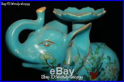 Color Porcelain Peony Bamboo Magpie Bird Elephant Candle Holder Candlestick