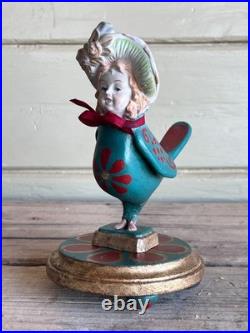 Curiosity Cabinet Victorian Style Lady Siren Bird With Human Face Figurine on th