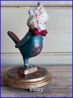 Curiosity Cabinet Victorian Style Lady Siren Bird With Human Face Figurine on th
