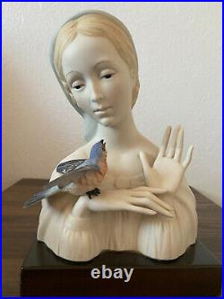 Cybis Porcelain Madonna Bust with Bird, Great condition, attached to stand