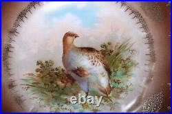 DUCK & Pheasant Birds Cabinet Plate PAIR CT Germany Brown w Gold Gilding Antique