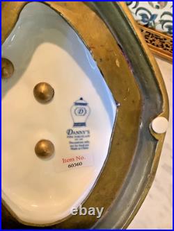 Danny's Fine Porcelain Blue/White EGRET Figurine with Bronze Ormolu, 12, Mint