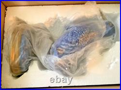 Danny's Fine Porcelain Blue/White EGRET Figurine with Bronze Ormolu, 12, Mint