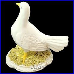 Dove Statue Italian Porcelain 9 In Bird Figurine Scroll Frill Base Vintage Decor